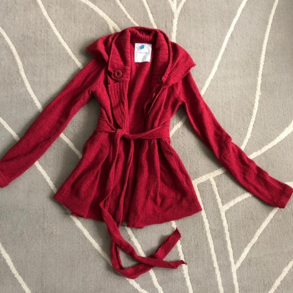Red Tie Waist Cardigan
